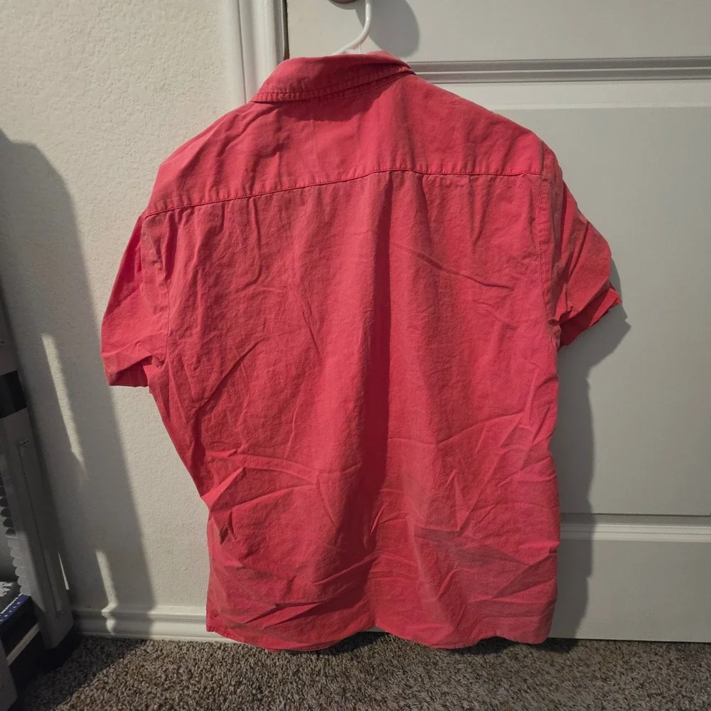 Levis Mens Salmon Pink Short Sleeve Button Down Modern Fit Shirt Size L